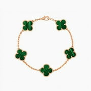 Double-sided natural white fritillary chalcedony five-flower bracelet women's plated 18k gold